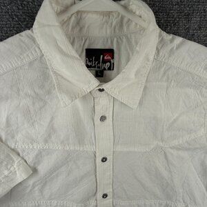 Quiksilver Quicksilver Button Up Shirt Men Short Sleeve White Large Logo Woven
